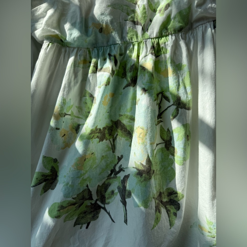 FREE PEOPLE Peony Puff Sleeve Babydoll Mini Dress Floral Milkmaid Coquette S - Picture 4 of 8